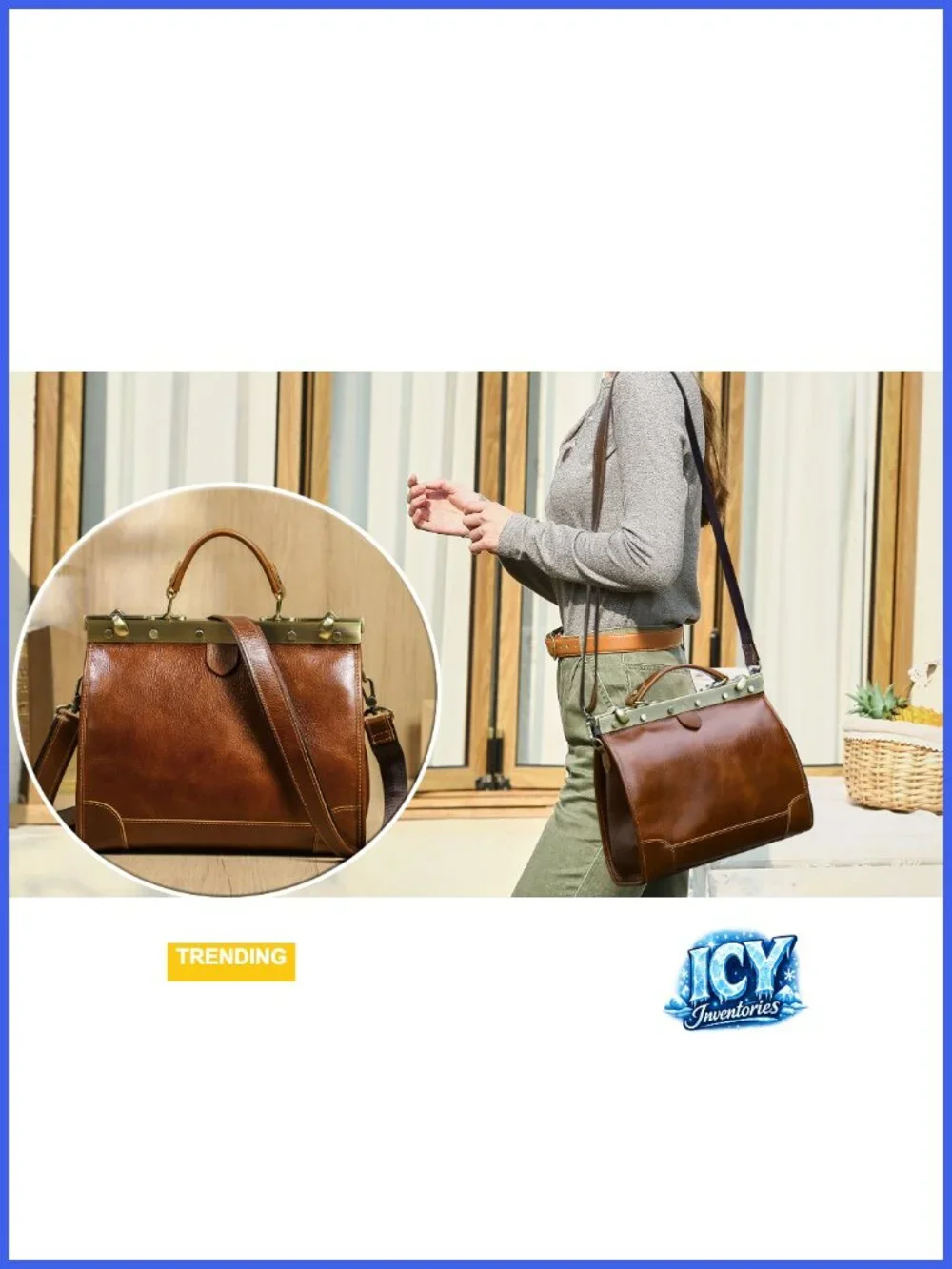 Full Grain Leather Doctor Bag Women Top Handle Vintage Satchel Purse